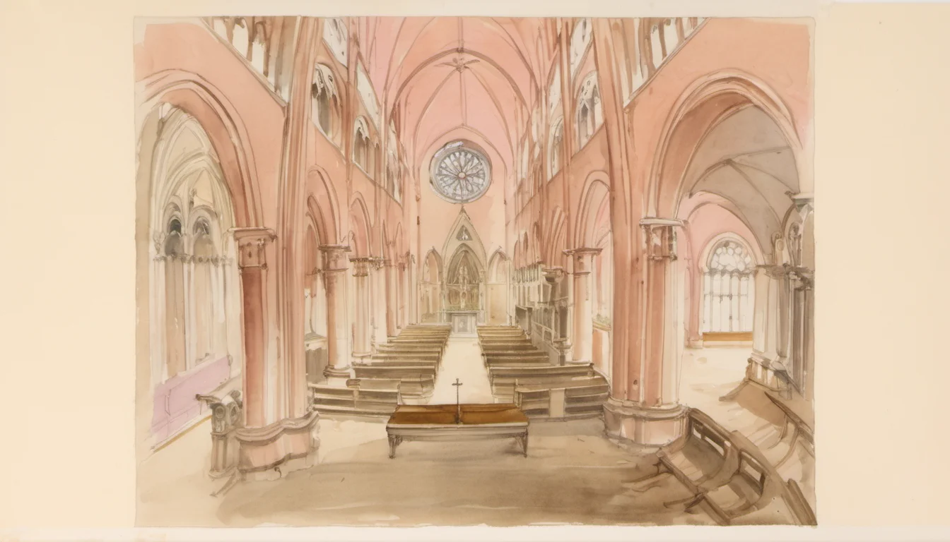Low three-quarter view of the marble west façade of Modena Cathedral, with a horizontal Genesis relief panel of stocky figures in profile set beneath small decorative arches, and a round rose window